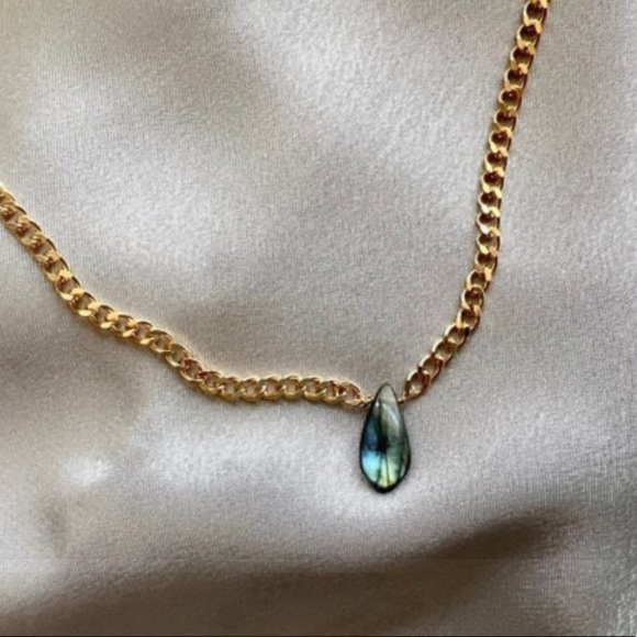 Labradorite Chunky Chain Choker - Picture 6 of 7